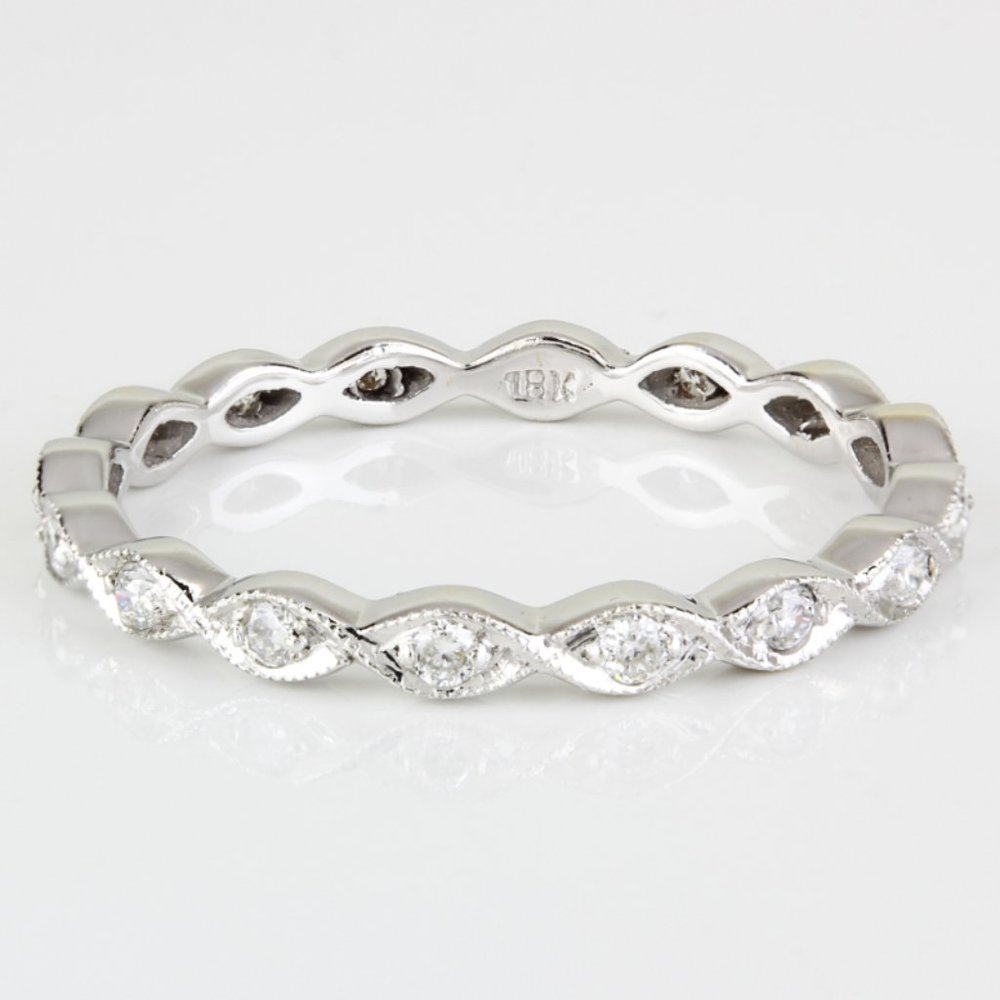 New Jolie 18k White Gold Diamond Stackable Eternity Anniversary / Wedding Ring
